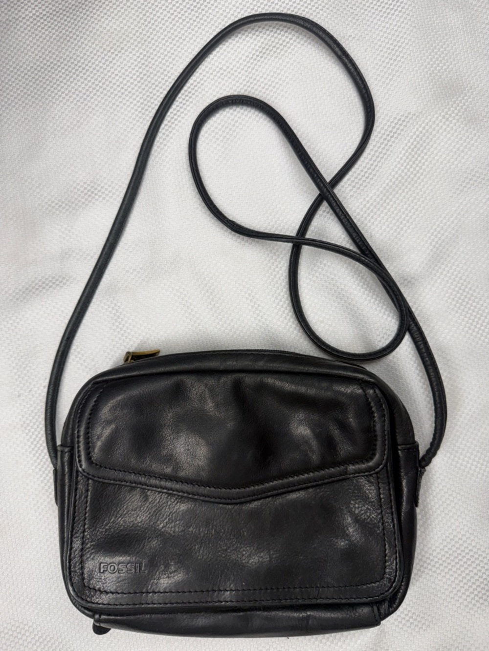 Fossil Black Leather Small Crossbody Bag - 7x9